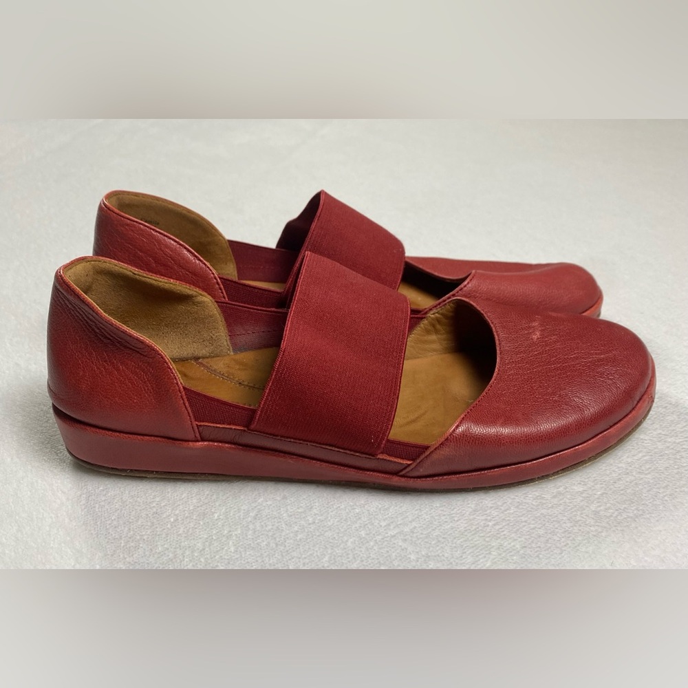 L’amour Des Pieds Camille Claret Capri Red Mary Jane Flats Shoes Slip On